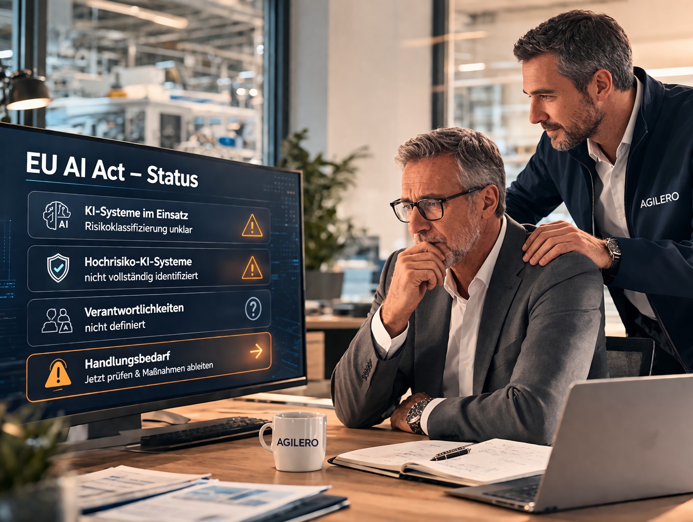 Geschäftsführer eines mittelständischen Unternehmens erkennt Handlungsbedarf beim EU AI Act und KI-Compliance