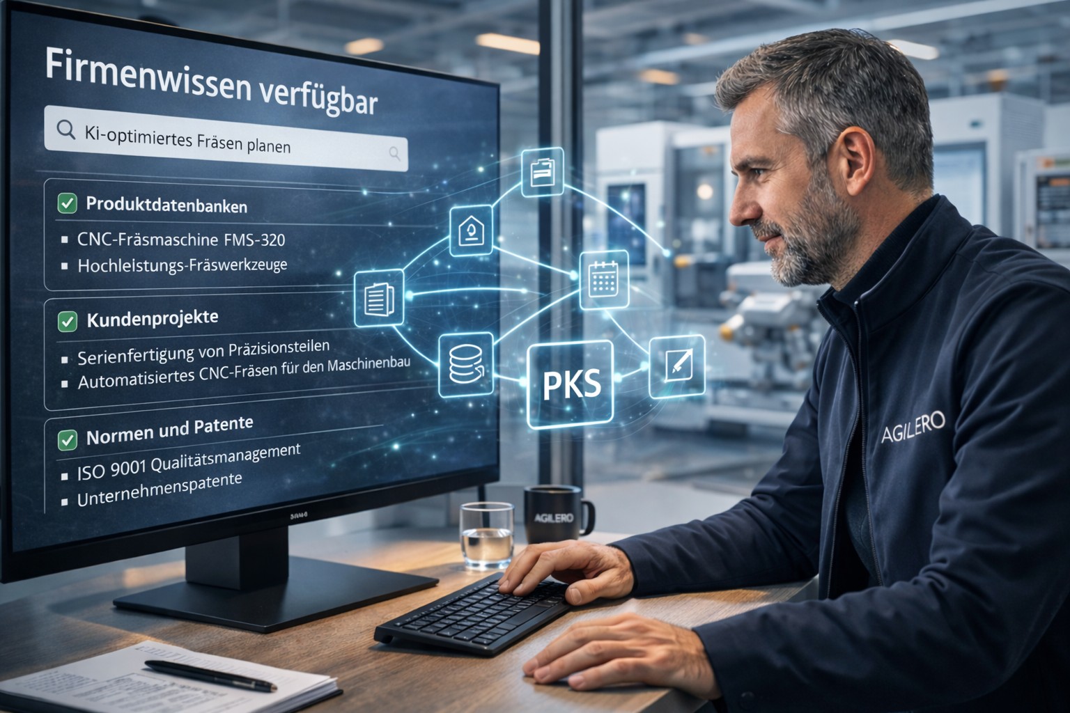 Experte im Maschinenbau greift auf das gesamte Firmenwissen seines Unternehmens zu – Proprietary Knowledge System in der Praxis.