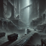 Düstere Illustration einer verfluchten, längst verlassenen Zwergenmine
