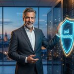 AGILERO Local Reasoning: Der KI-Architekt präsentiert die On-Premise-Infrastruktur für sichere KI-Logik im Unternehmen. Hochwertiges Keyvisual zur digitalen Souveränität, das den Betrieb von Reasoning-Modellen auf eigener Hardware als wertvolles Firmen-Asset visualisiert.